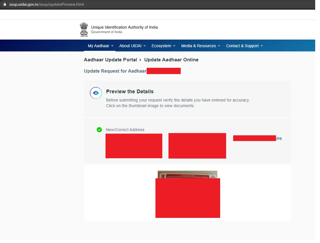 Online Aadhaar Update Process